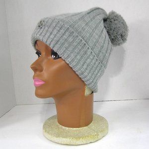 MICHAEL KORS KNIT BEANIE POM POM GRAY